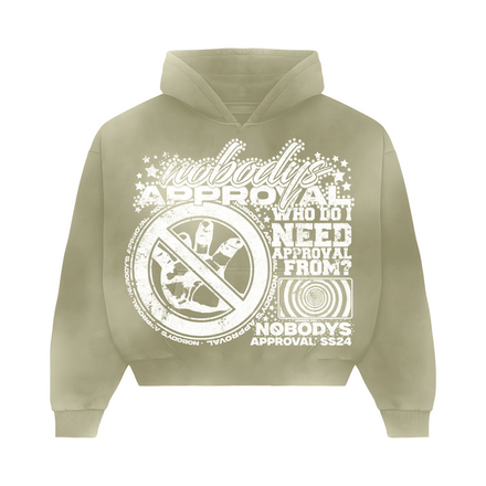 'APPROVAL' MILITIA GREEN SUN FADE HOODIE
