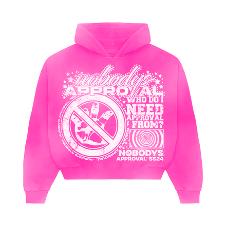 'APPROVAL' HOT PINK SUN FADE HOODIE