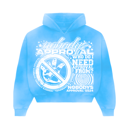 'APPROVAL' SKY BLUE SUN FADE HOODIE