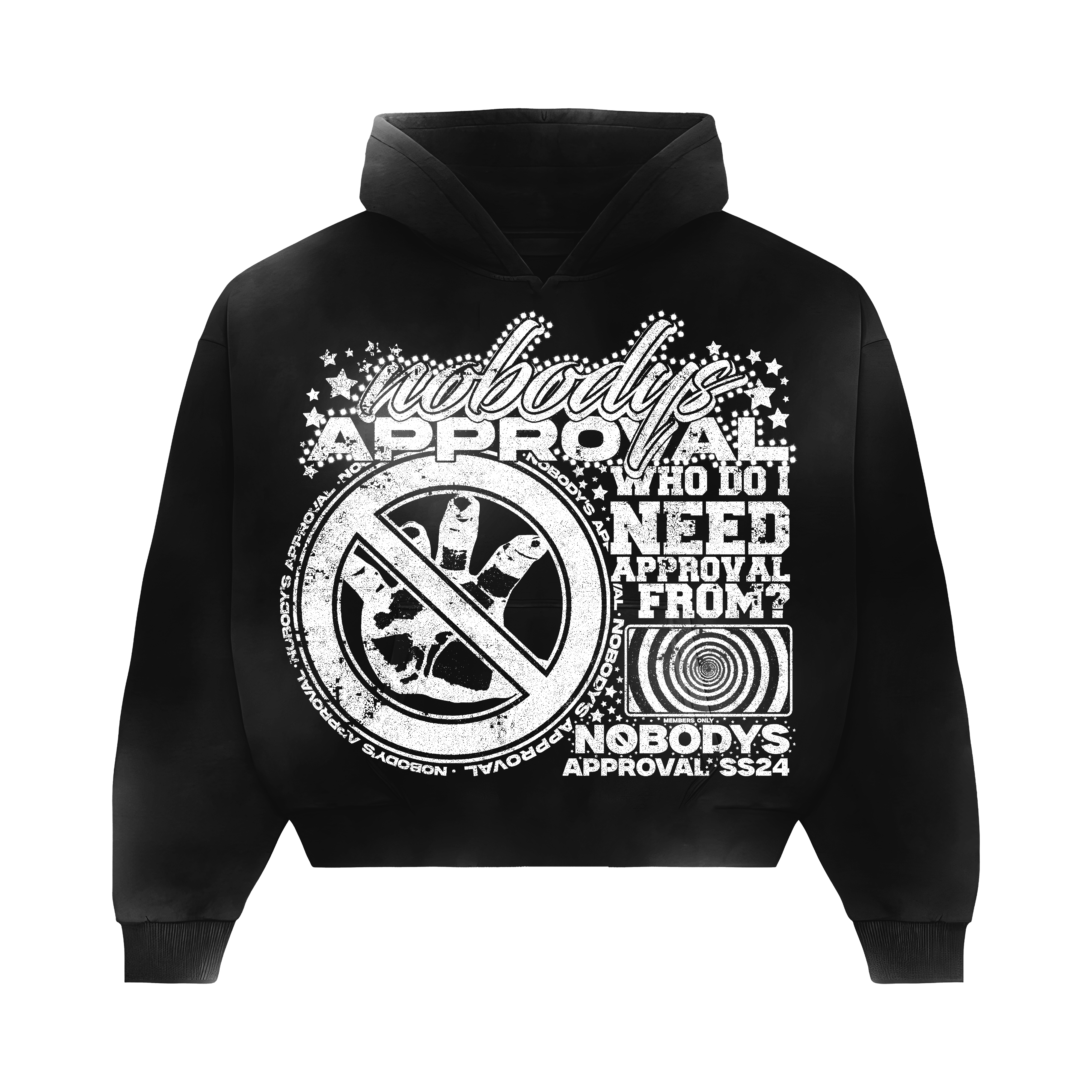 'APPROVAL' NOIR BLACK SUN FADE HOODIE