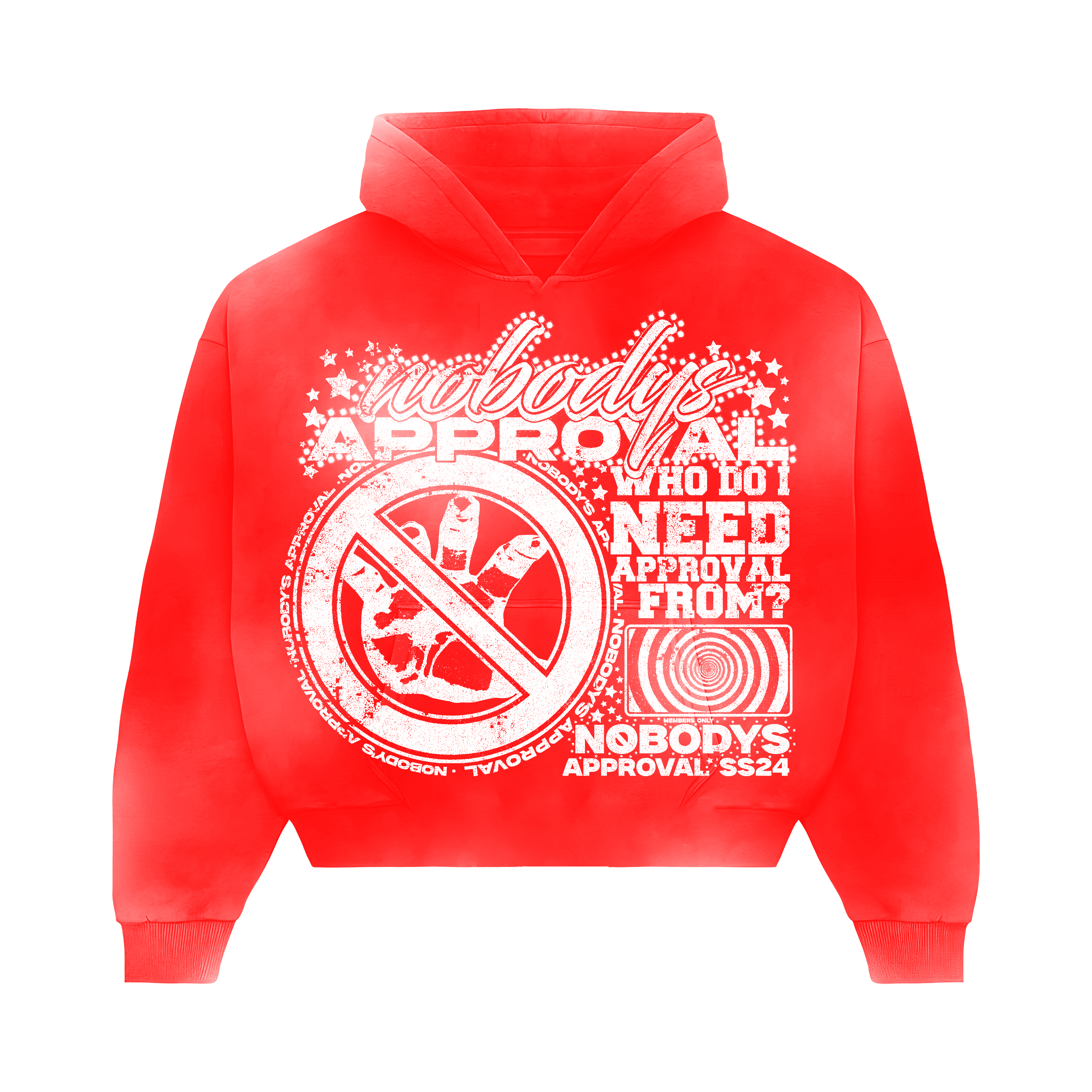'APPROVAL' INFERNÒ RED SUN FADE HOODIE